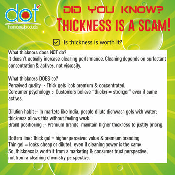 Does thickness in Dishwasher Liquid or Gel cause white patches? | DOT Home Care Explains